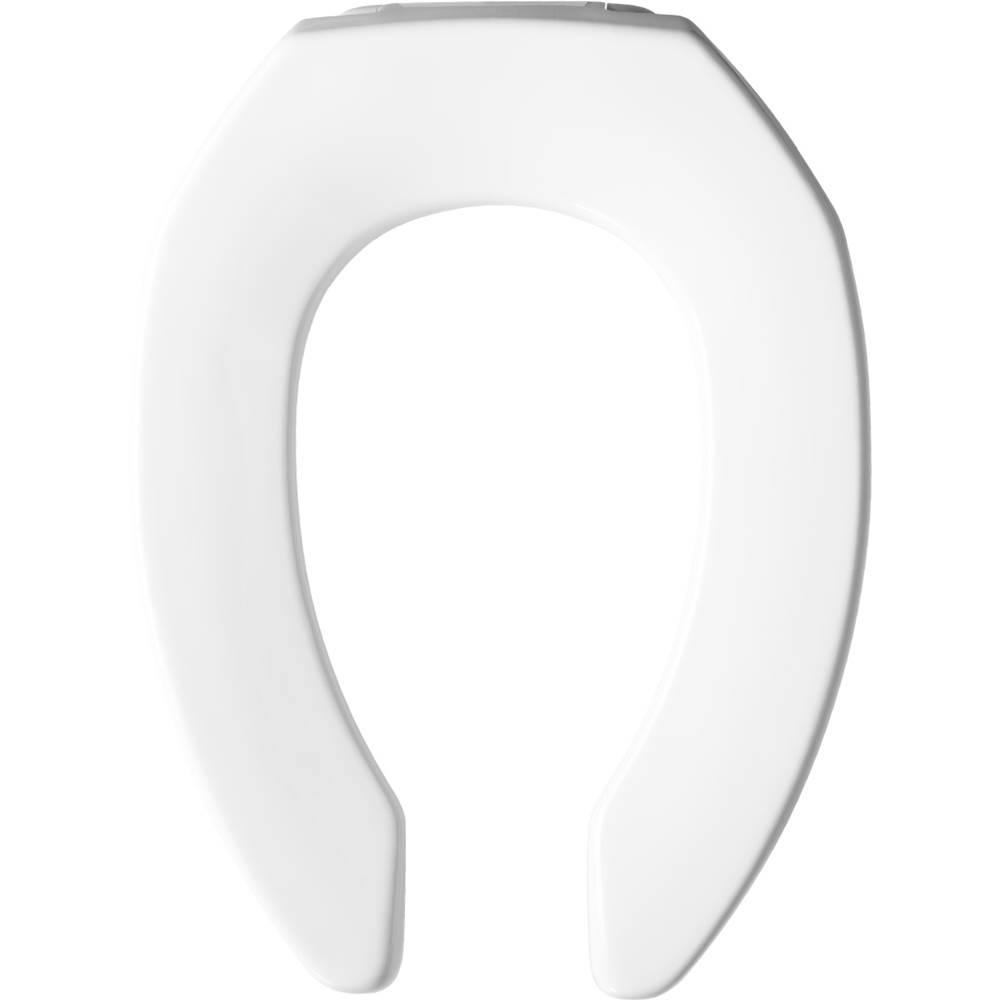 SPS Companies, Inc.ChurchElongated Open Front Less Cover Commercial Plastic Toilet Seat in White with STA-TITE Commercial Fastening System Check Hinge and DuraGuard