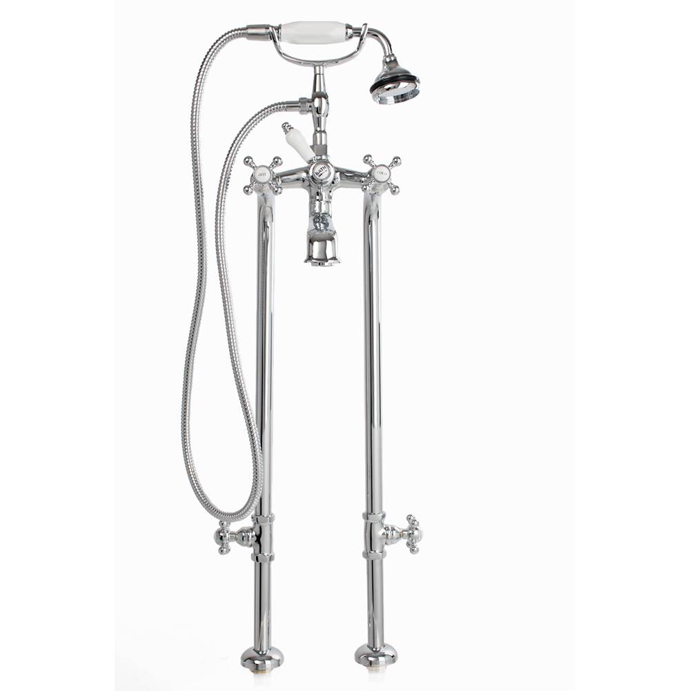 SPS Companies, Inc.Cheviot Products5100 SERIES Free-Standing Tub Filler with Stop Valves - Cross Handles - Porcelain Accents