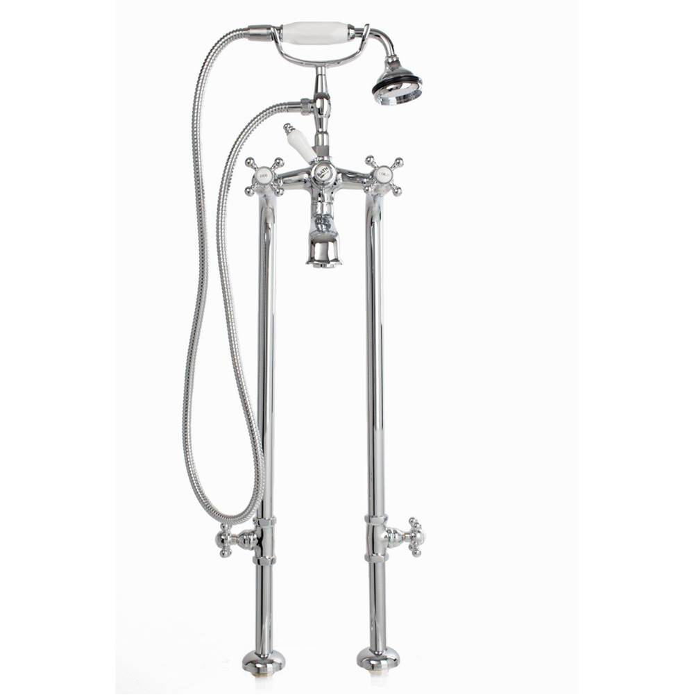 SPS Companies, Inc.Cheviot Products5100 SERIES Extra-Tall Free-Standing Tub Filler with Stop Valves - Cross Handles - Porcelain Accents