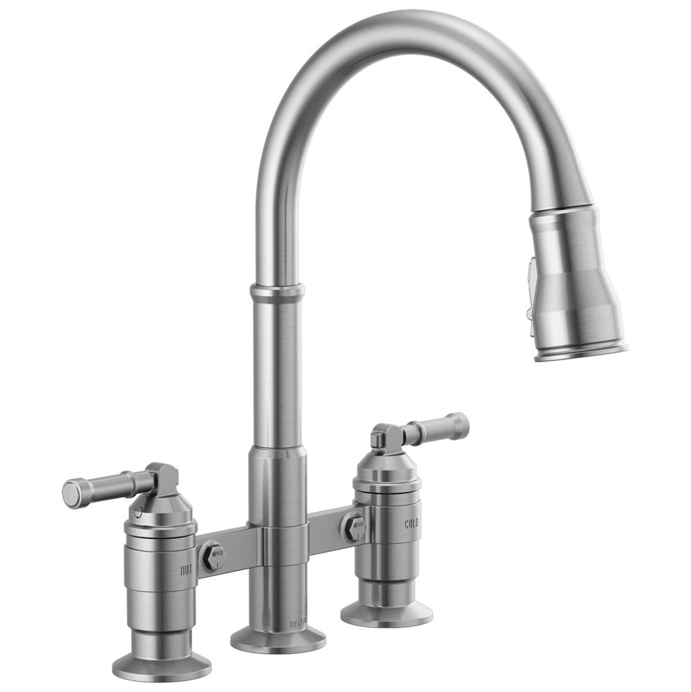 SPS Companies, Inc.Delta FaucetBroderick™ Two Handle Pull-Down Bridge Kitchen Faucet
