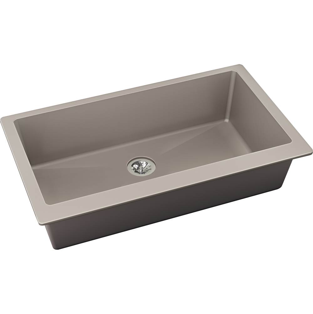 SPS Companies, Inc.Elkay Reserve SelectionElkay Quartz Luxe 35-7/8'' x 19'' x 9'' Single Bowl Undermount Kitchen Sink with Perfect Drain, Silvermist
