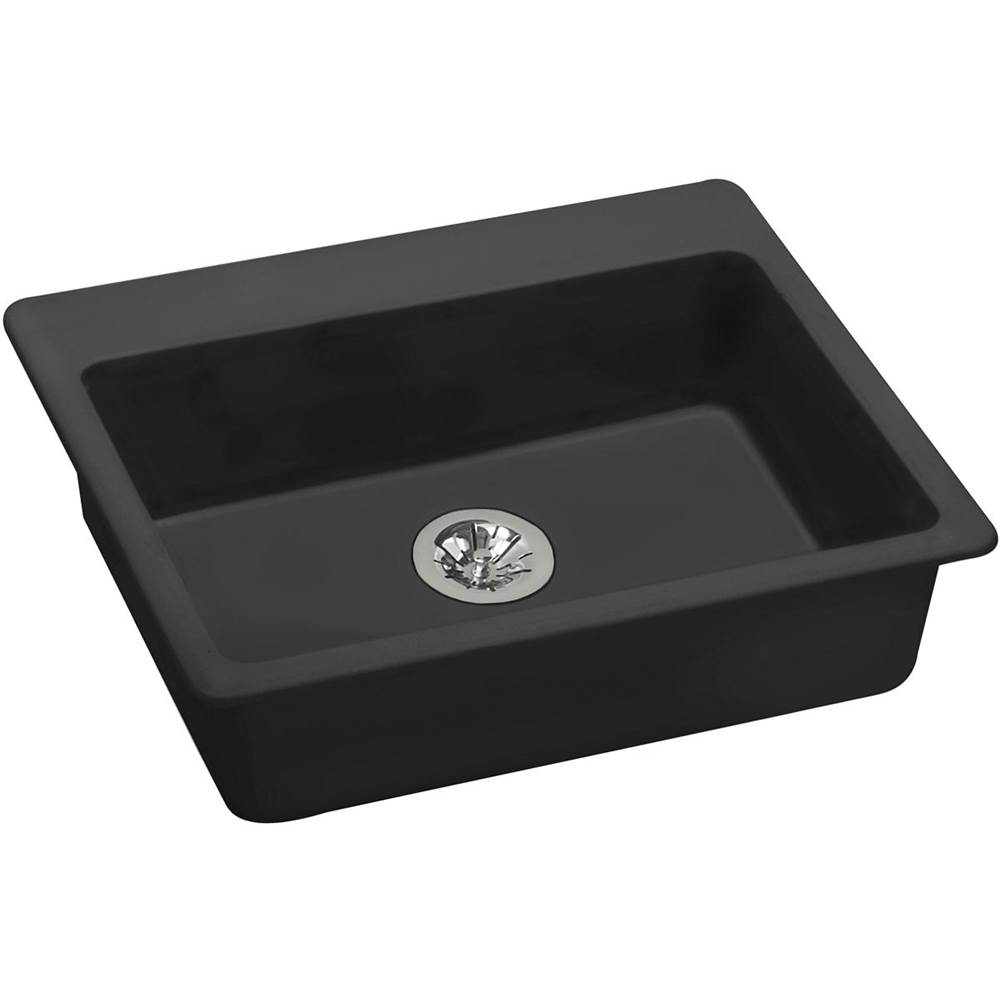 SPS Companies, Inc.ElkayQuartz Classic 25'' x 22'' x 5-1/2'', Single Bowl Drop-in ADA Sink with Perfect Drain, Black
