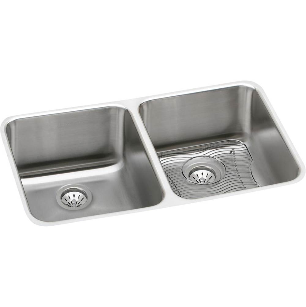 SPS Companies, Inc.ElkayLustertone Classic Stainless Steel 30-3/4'' x 18-1/2'' x 10'', Equal Double Bowl Undermount Sink Kit