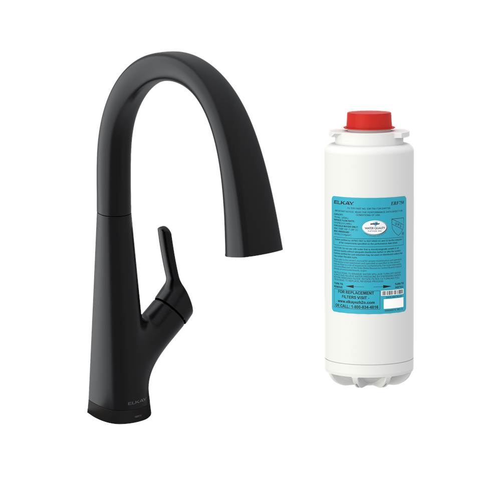 SPS Companies, Inc.ElkayAvado Single Hole 2-in-1 Kitchen Faucet with Filtered Drinking Water, Matte Black