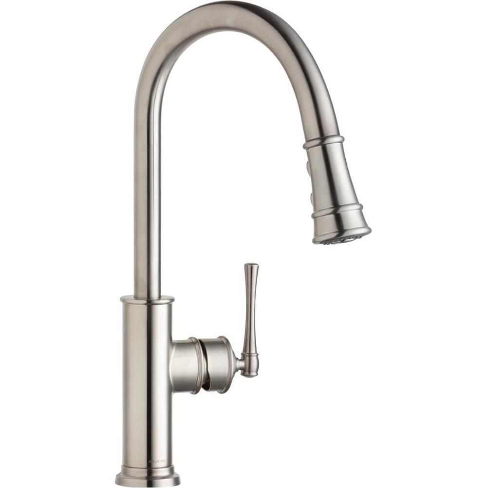 SPS Companies, Inc.ElkayExplore Single Hole Kitchen Faucet with Pull-down Spray and Forward Only Lever Handle Lustrous Steel