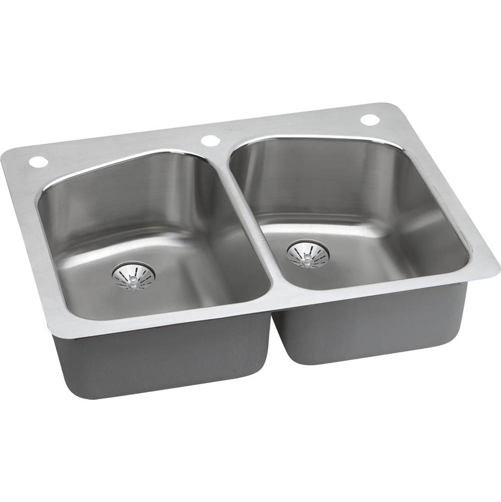SPS Companies, Inc.ElkayLustertone Classic Stainless Steel 33'' x 22'' x 9'', Equal Double Bowl Dual Mount Sink with Perfect Drain