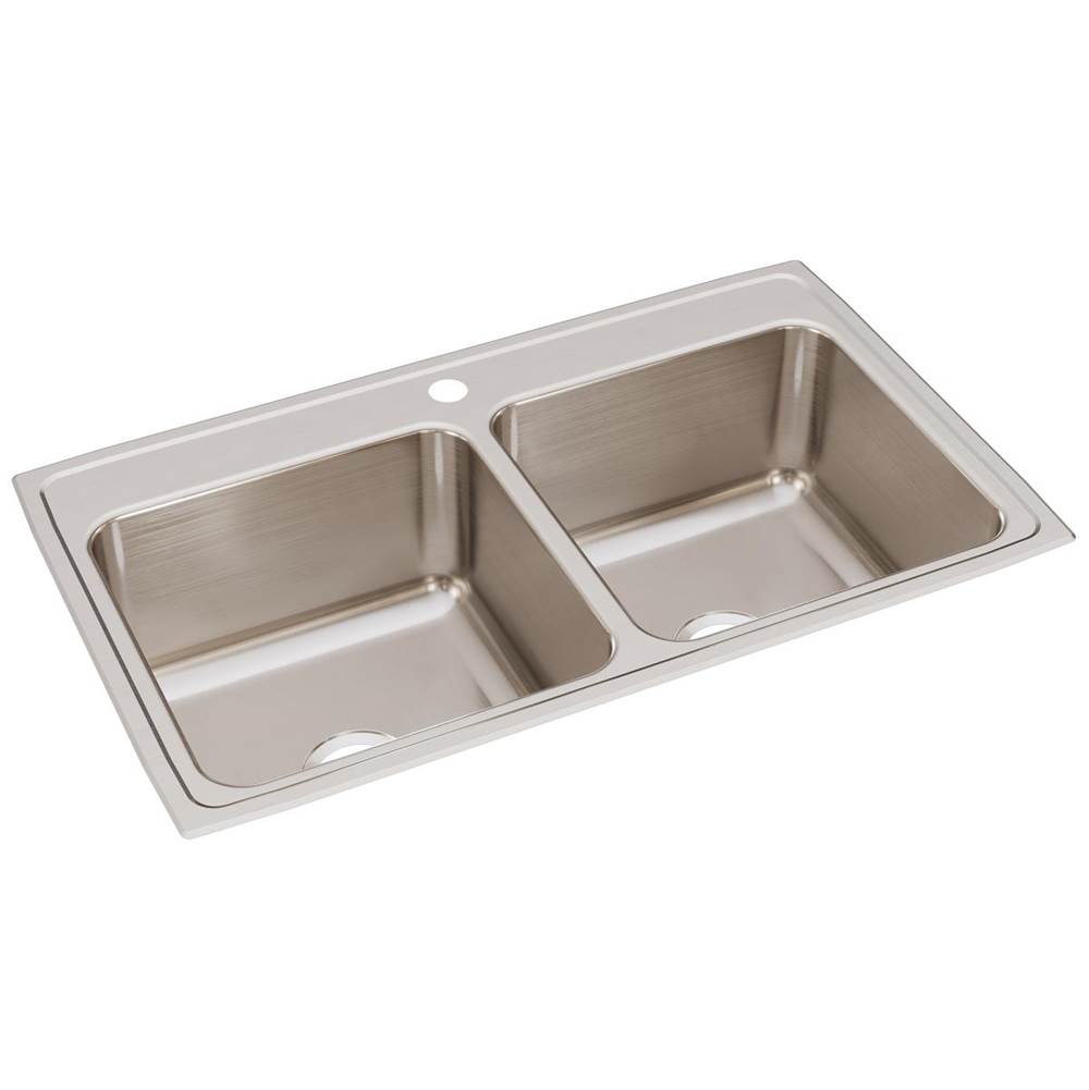 SPS Companies, Inc.Just ManufacturingStainless Steel 37'' x 22'' x 10-1/8'' 1-Hole Equal Double Bowl Drop-in Sink