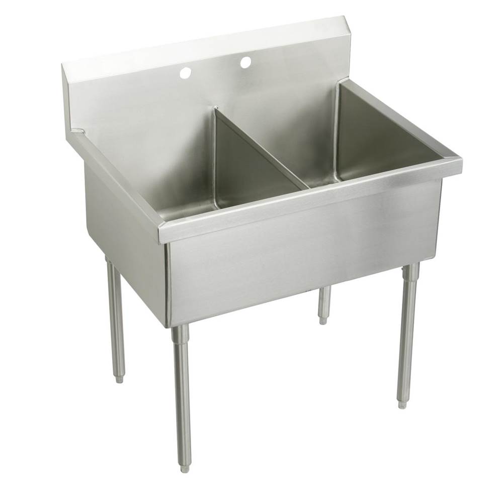SPS Companies, Inc.Just ManufacturingStainless Steel 51'' x 27-1/2'' x 14'' Floor Mount Double Compartment 0-Hole Scullery Sink