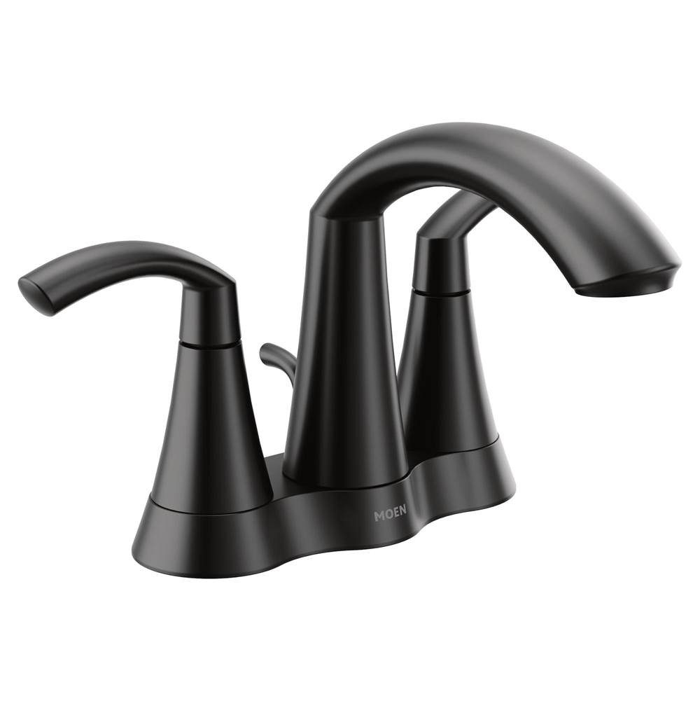 SPS Companies, Inc.MoenGlyde Two-Handle High Arc Centerset Bathroom Faucet, Matte Black