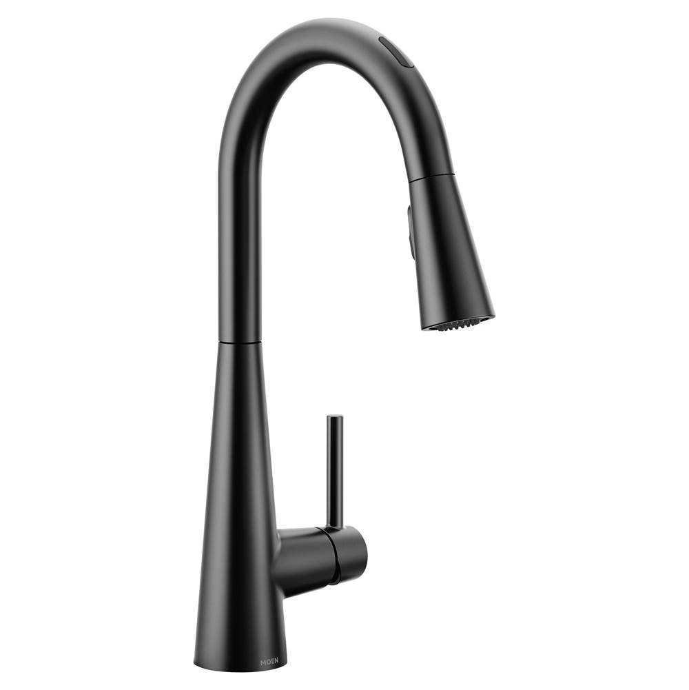 SPS Companies, Inc.MoenSleek Smart Faucet Touchless Pull Down Sprayer Kitchen Faucet with Voice Control and Power Boost, Matte Black
