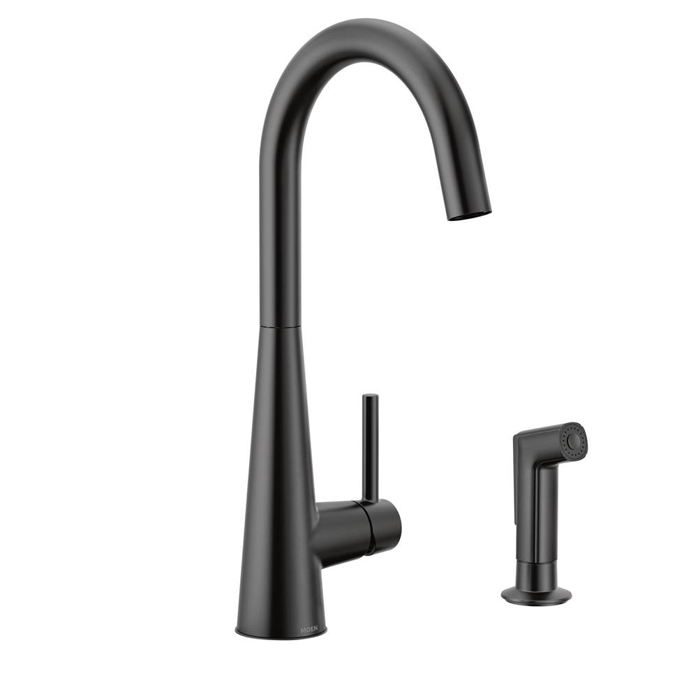 SPS Companies, Inc.MoenSleek Single-Handle Standard Kitchen Faucet with Side Sprayer in Matte Black