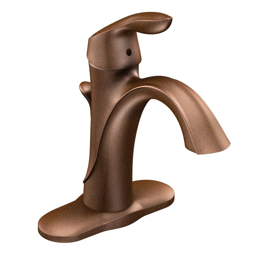 SPS Companies, Inc.MoenEva One-Handle Single Hole Bathroom Sink Faucet with Optional Deckplate, Oil Rubbed Bronze