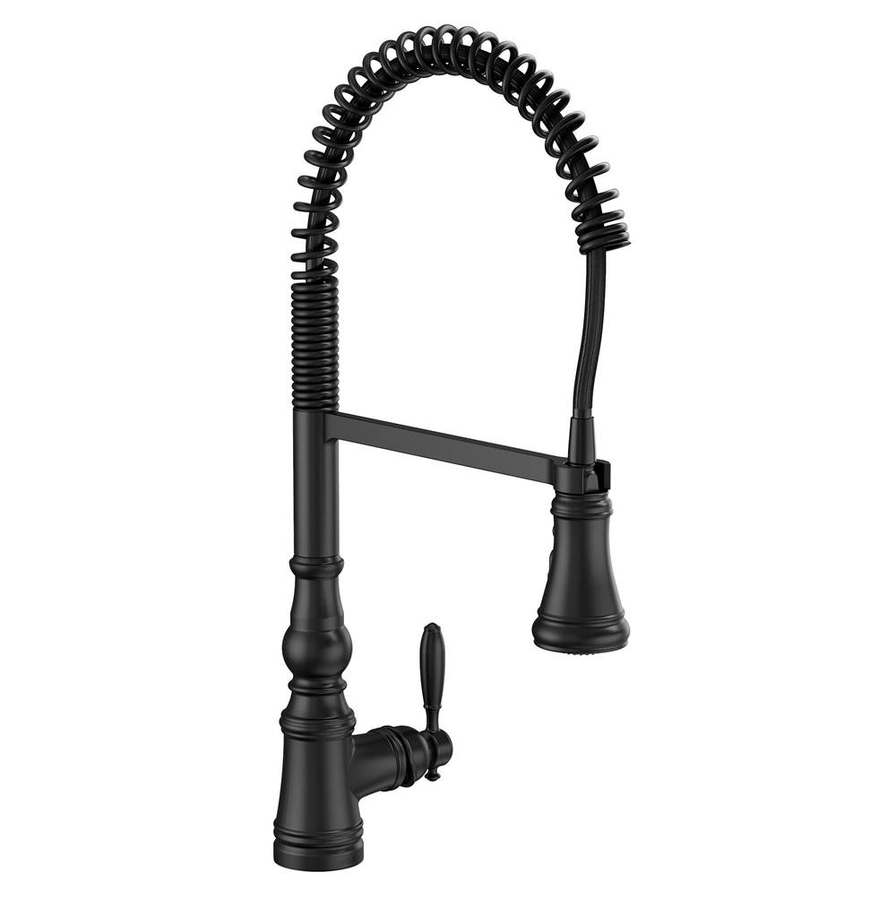 SPS Companies, Inc.MoenWeymouth One Handle Pre-Rinse Spring Pulldown Kitchen Faucet with Power Boost, Matte Black