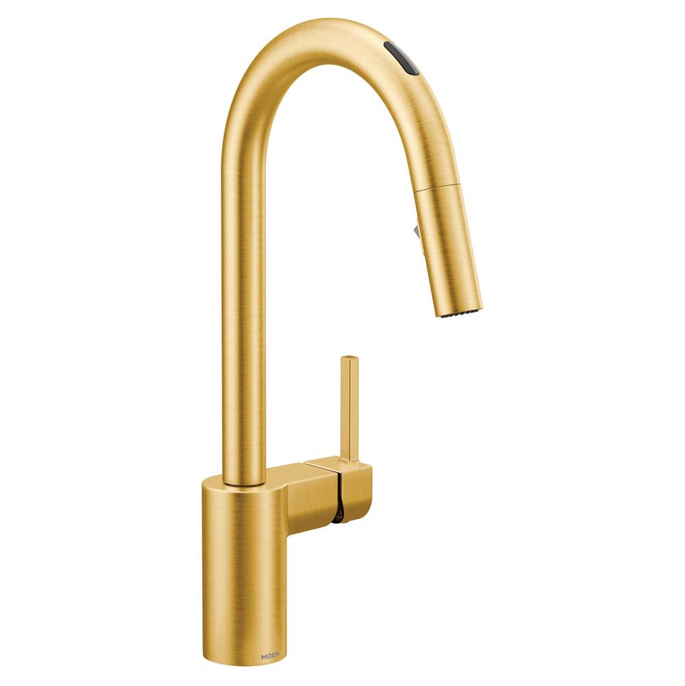 SPS Companies, Inc.MoenAlign Smart Faucet Touchless Pull Down Sprayer Kitchen Faucet with Voice Control and Power Boost, Brushed Gold