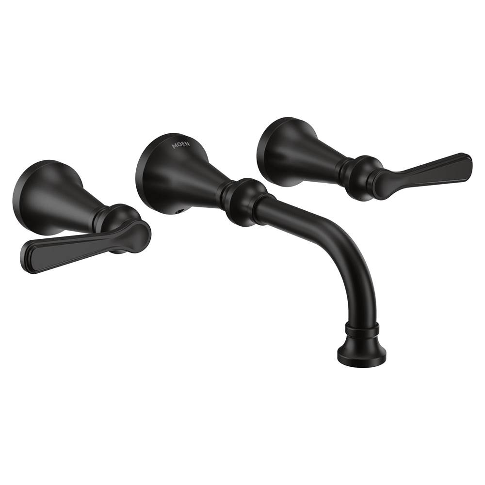 SPS Companies, Inc.MoenColinet Traditional Lever Handle Wall Mount Bathroom Faucet Trim, Valve Required, in Matte Black