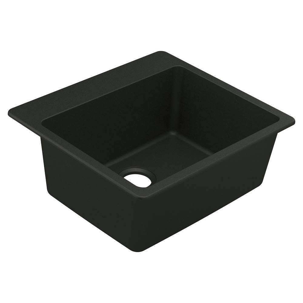 SPS Companies, Inc.Moen25-Inch Wide x 9.5-Inch Deep Dual Mount Granite Single Bowl Kitchen or Bar Sink, Black