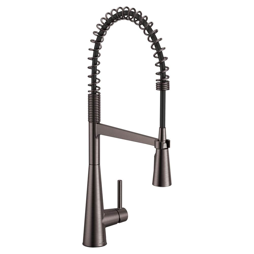 SPS Companies, Inc.MoenSleek One Handle Pre-Rinse Spring Pulldown Kitchen Faucet with Power Boost, Black Stainless