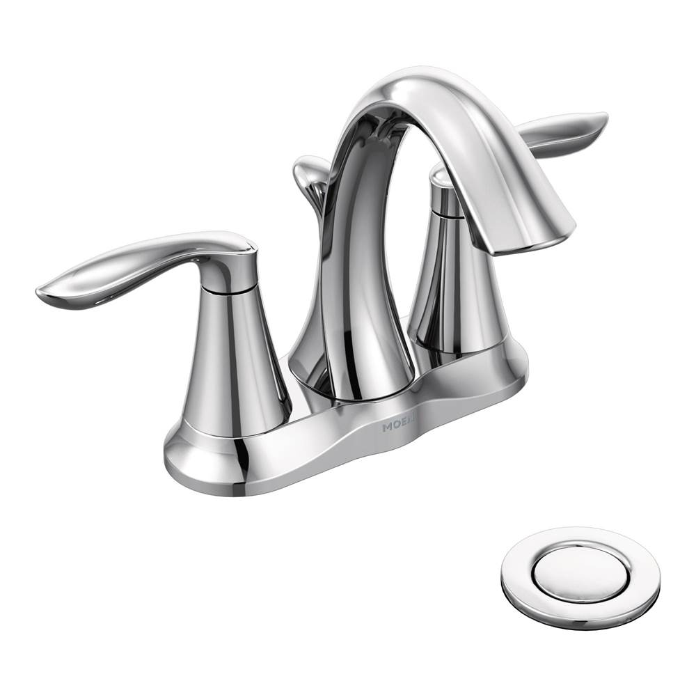 SPS Companies, Inc.MoenEva Two-Handle Centerset Bathroom Sink Faucet with Drain Assembly, Chrome