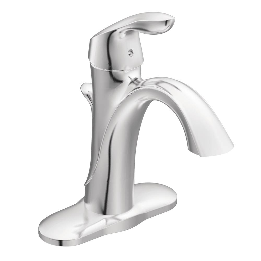 SPS Companies, Inc.MoenEva One-Handle Single Hole Bathroom Sink Faucet with Optional Deckplate, Chrome