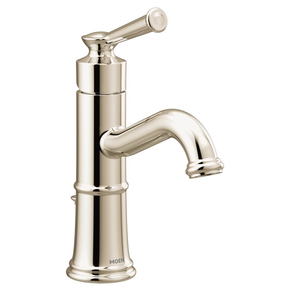 SPS Companies, Inc.MoenBelfield One-Handle Bathroom Sink Faucet with Drain Assembly and Optional Deckplate, Polished Nickel