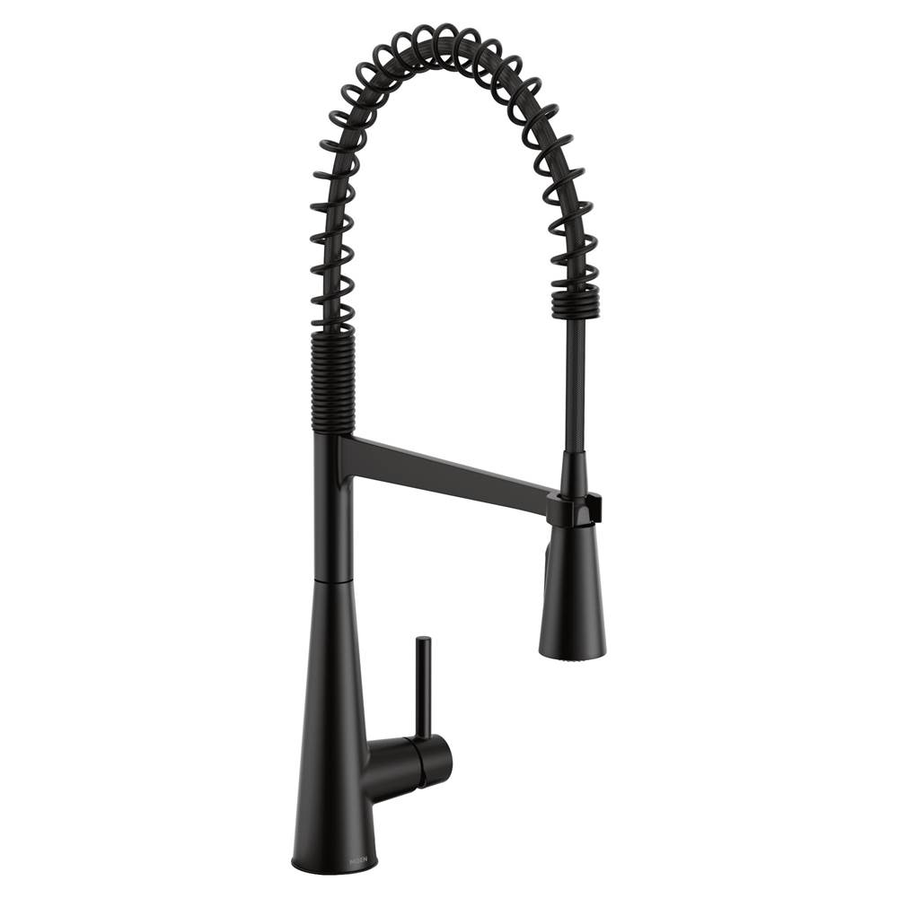 SPS Companies, Inc.MoenSleek One Handle Pre-Rinse Spring Pulldown Kitchen Faucet with Power Boost, Matte Black