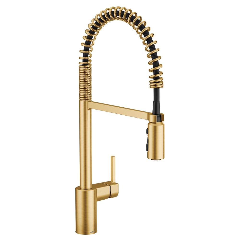 SPS Companies, Inc.MoenMoen 5923SRS Align One Handle Pre-Rinse Spring Pulldown Kitchen Faucet with Power Boost, Brushed Gold