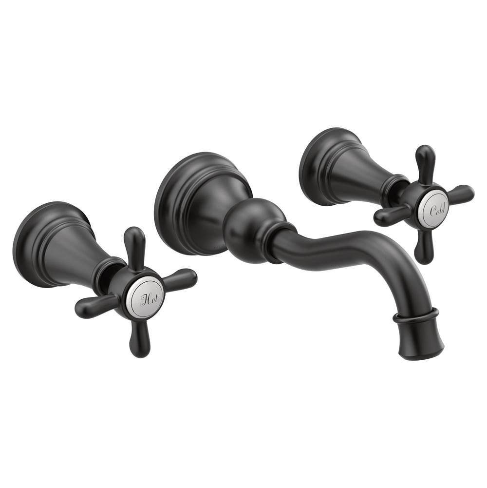 SPS Companies, Inc.MoenWeymouth 2-Handle Wall Mount Bathroom Faucet in Matte Black (Valve Sold Separately)