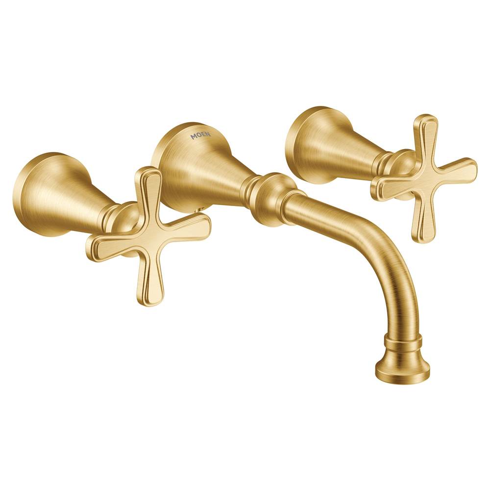 SPS Companies, Inc.MoenColinet Traditional Cross Handle Wall Mount Bathroom Faucet Trim, Valve Required, in Brushed Gold