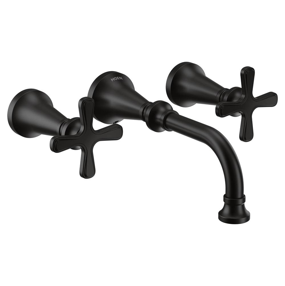 SPS Companies, Inc.MoenColinet Traditional Cross Handle Wall Mount Bathroom Faucet Trim, Valve Required, in Matte Black