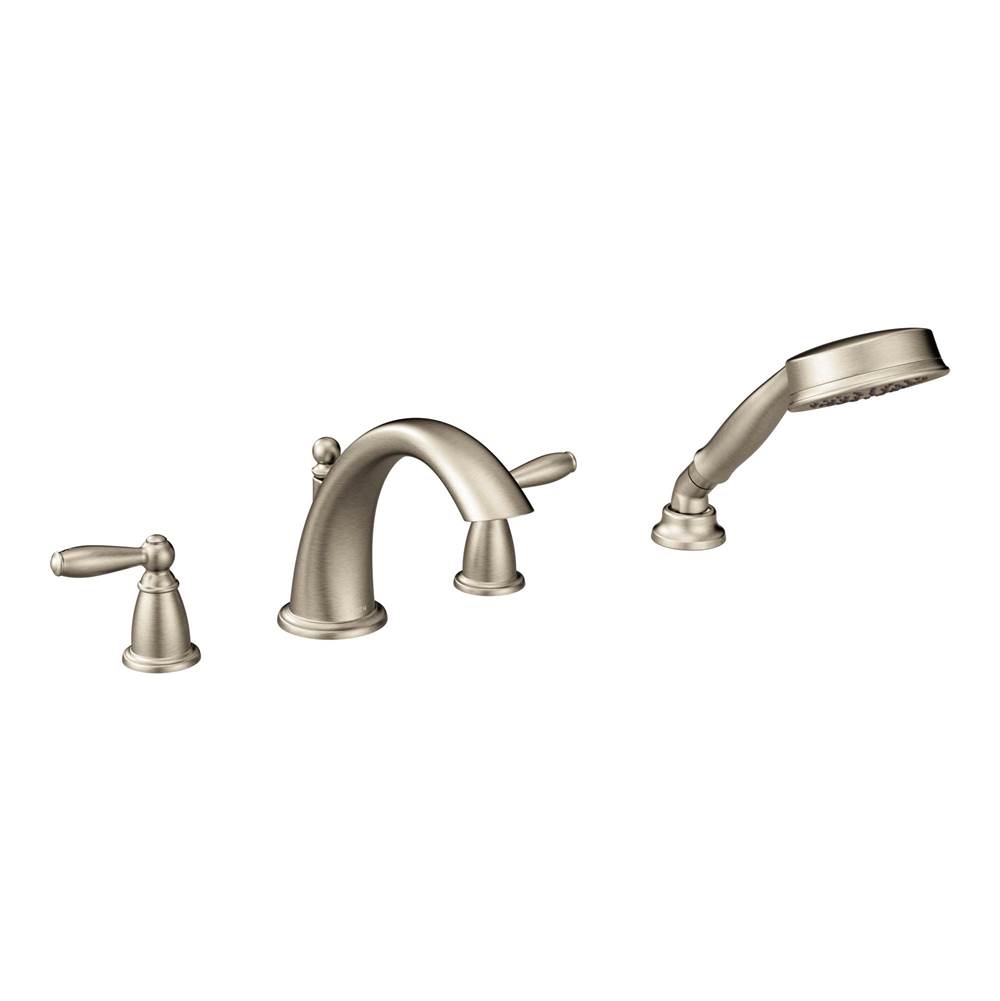 SPS Companies, Inc.MoenBrantford 2-Handle Deck-Mount Roman Tub Faucet Trim Kit with Hand Shower in Brushed Nickel (Valve Sold Separately)