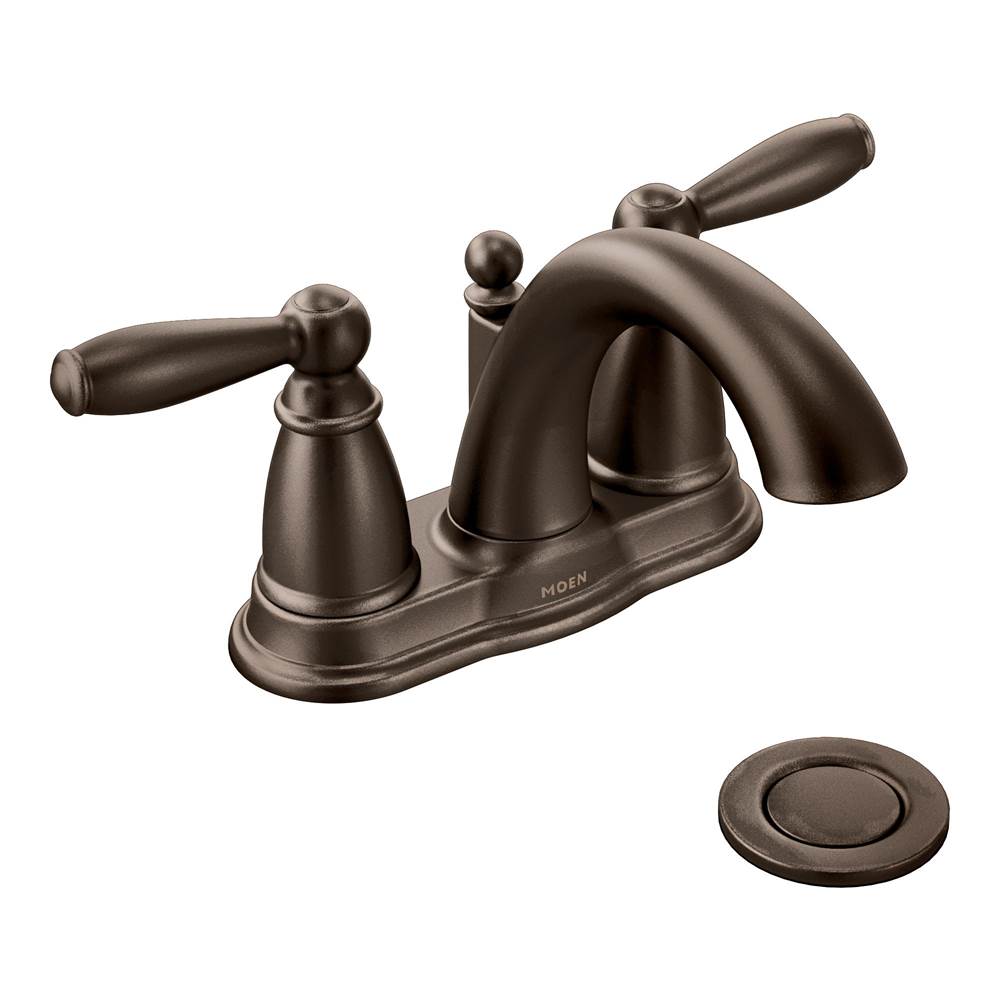 SPS Companies, Inc.MoenBrantford Two-Handle Low Arc Centerset Bathroom Faucet with Drain Assembly, Oil Rubbed Bronze