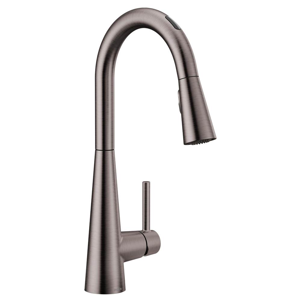 SPS Companies, Inc.MoenSleek Smart Faucet Touchless Pull Down Sprayer Kitchen Faucet with Voice Control and Power Boost, Black Stainless