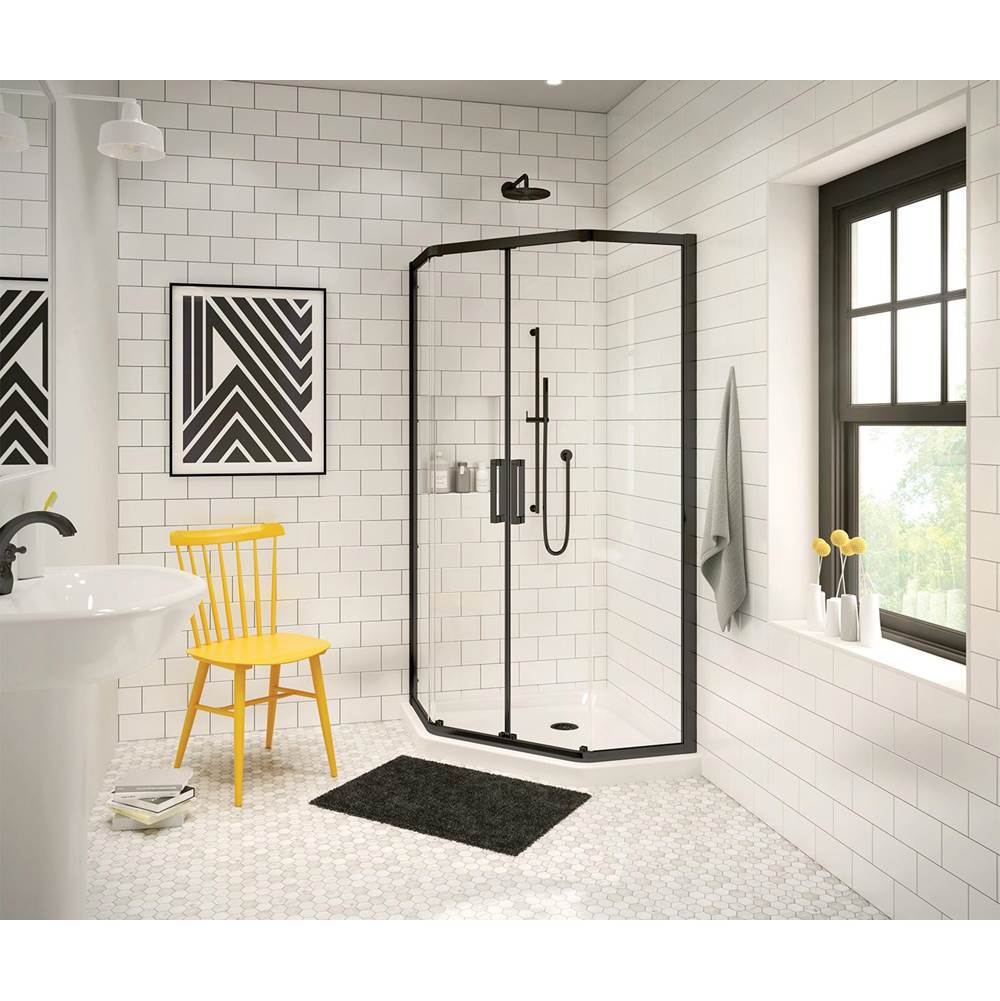 SPS Companies, Inc.MaaxRadia Neo-angle 38 x 38 x 71 1/2 in. 6 mm Sliding Shower Door for Corner Installation with Clear glass in Matte Black