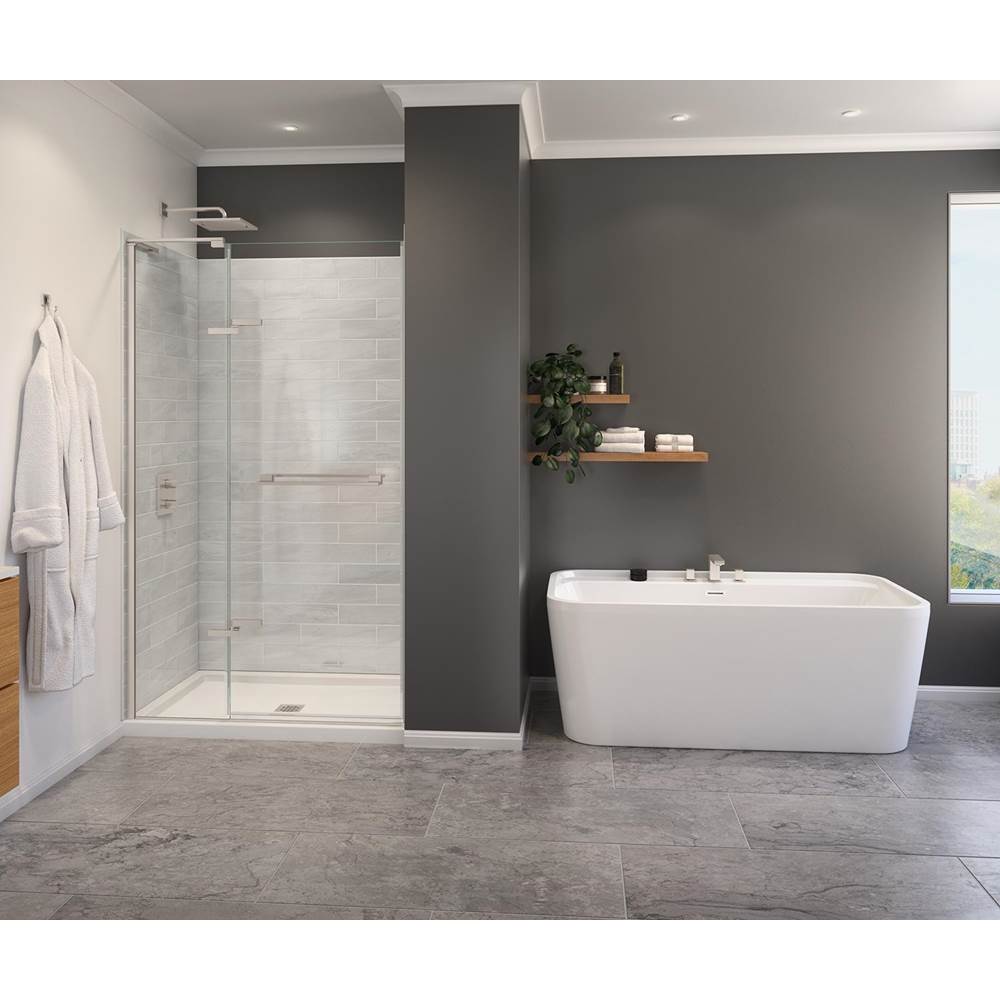 SPS Companies, Inc.MaaxCapella 78 44-47 x 78 in. 8 mm Pivot Shower Door for Alcove Installation with GlassShield® glass in Brushed Nickel
