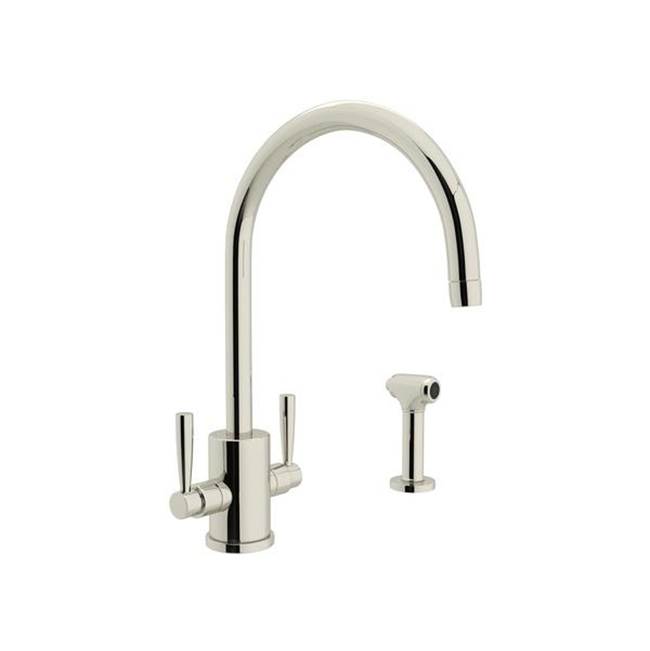 SPS Companies, Inc.RohlHolborn™ Two Handle Kitchen Faucet With C-Spout and Side Spray