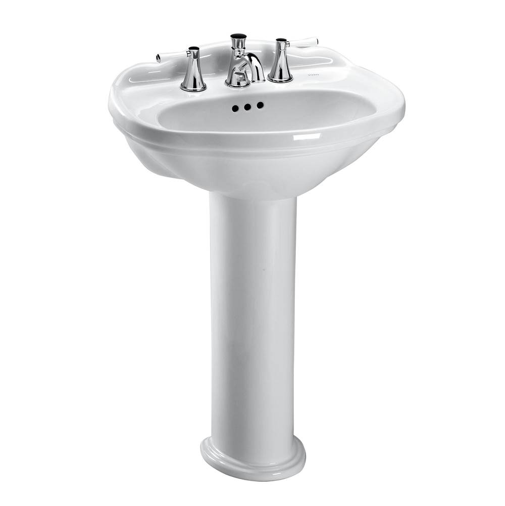 SPS Companies, Inc.TOTOToto® Whitney® Oval Pedestal Bathroom Sink For 8 Inch Center Faucets, Cotton White
