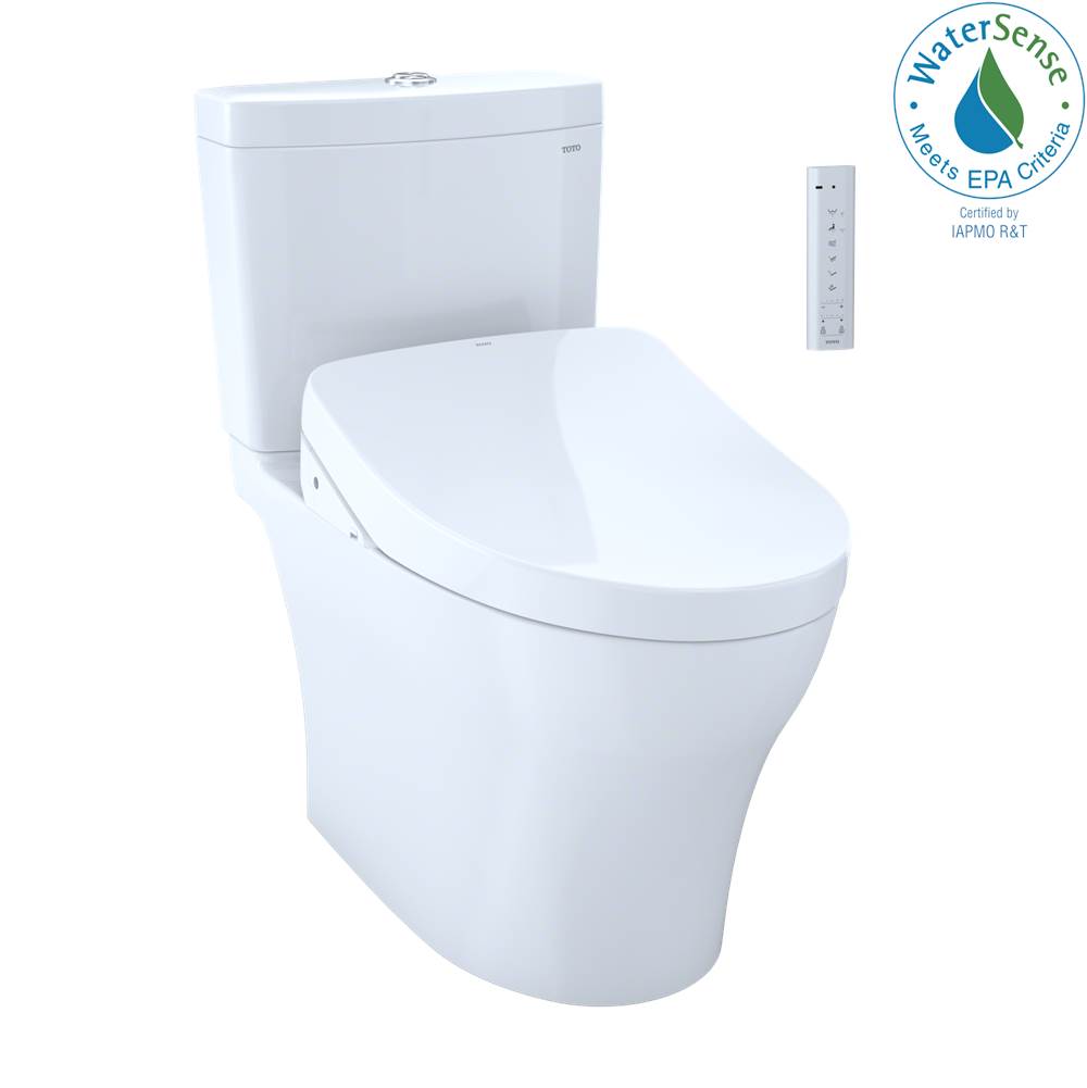 SPS Companies, Inc.TOTOWASHLET®+ Aquia IV 1G® Two-Piece Elongated Dual Flush 1.0 and 0.8 GPF Toilet with Auto Flush S550e Bidet Seat, Cotton White