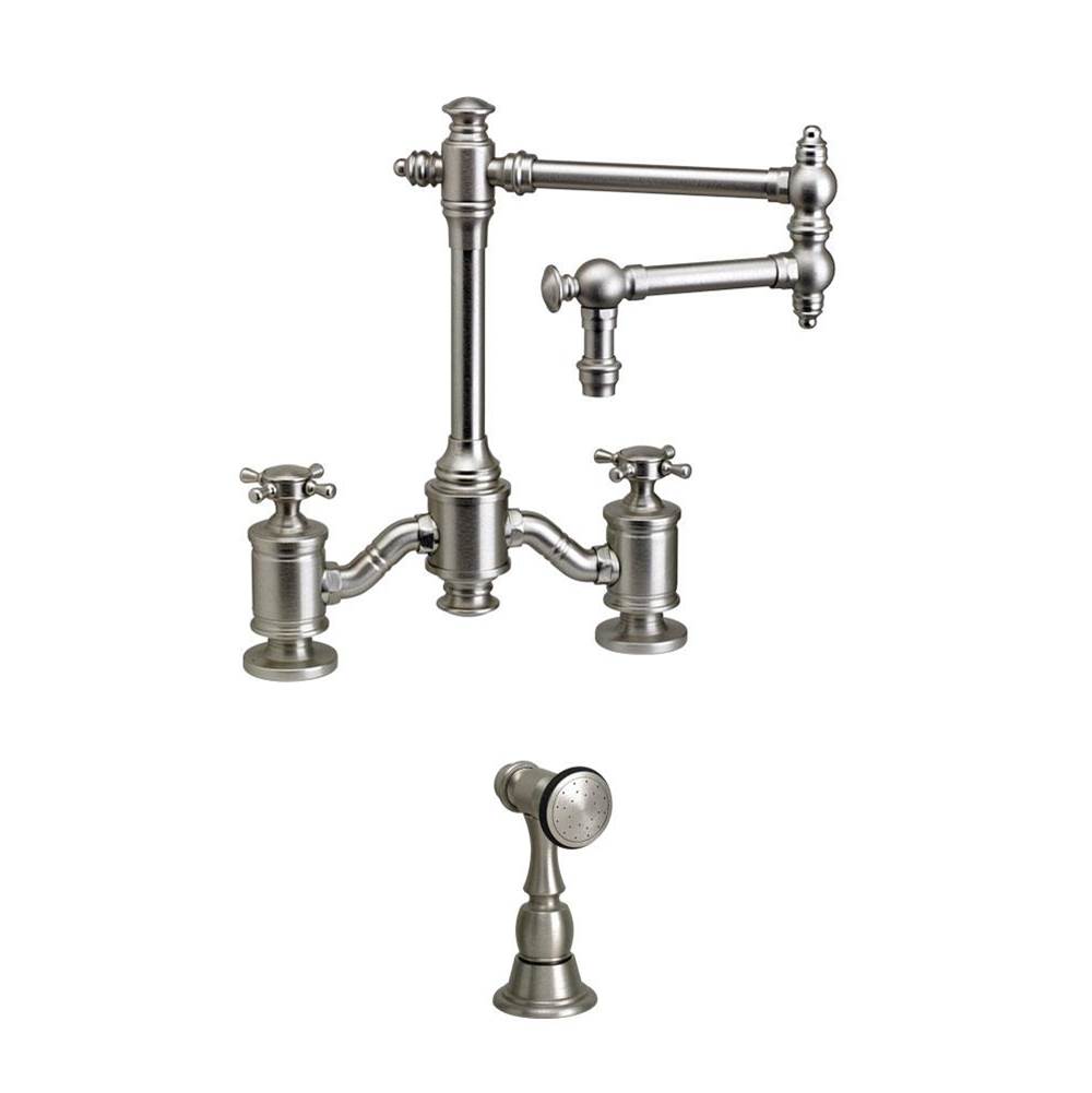 SPS Companies, Inc.WaterstoneWaterstone Towson Bridge Faucet - 12'' Articulated Spout - Cross Handles w/ Side Spray