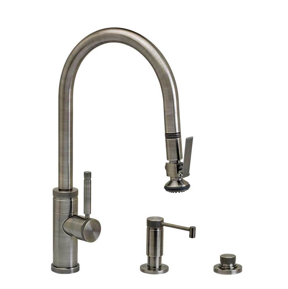 SPS Companies, Inc.WaterstoneWaterstone Industrial PLP Pulldown Faucet - Lever Sprayer - Angled Spout - 3pc. Suite